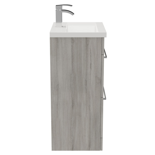 Napoli Molina Ash 500mm Floor Standing Vanity Unit with 1 Tap Hole Basin and 2 Drawers with Polished Chrome Handles Side on View