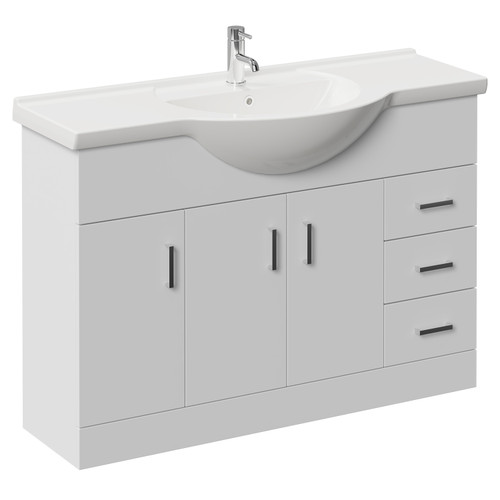 Alexander James Gloss White 1200mm 3 Door Vanity Unit Left Hand View