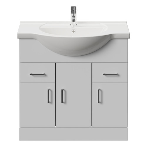 Alexander James Gloss White 850mm 3 Door Vanity Unit Front View