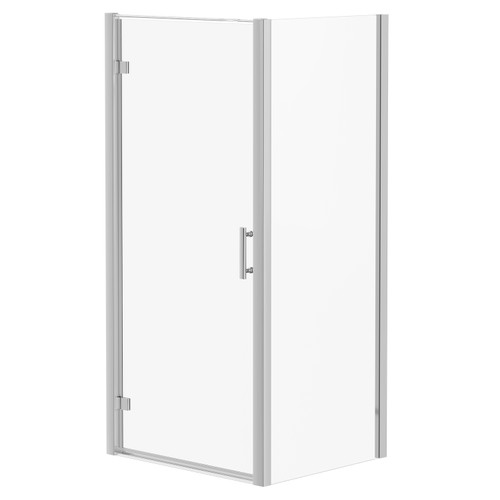 Series 6 Chrome 900mm x 760mm Hinged Door Shower Enclosure Right Hand View