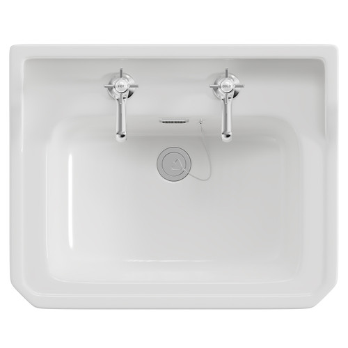 Windsor Traditional 560mm Basin with 2 Tap Holes and Full Pedestal View Form the Top