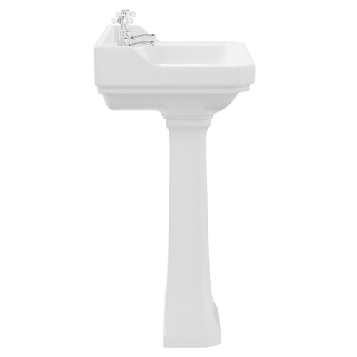 Windsor Traditional 560mm Basin with 2 Tap Holes and Full Pedestal Side View