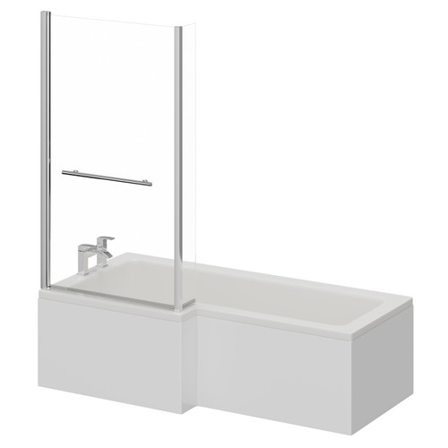 Loire 1700mm Left Hand L Shaped Shower Bath with Towel Rail Bath Screen and Front Bath Panel Right Hand View