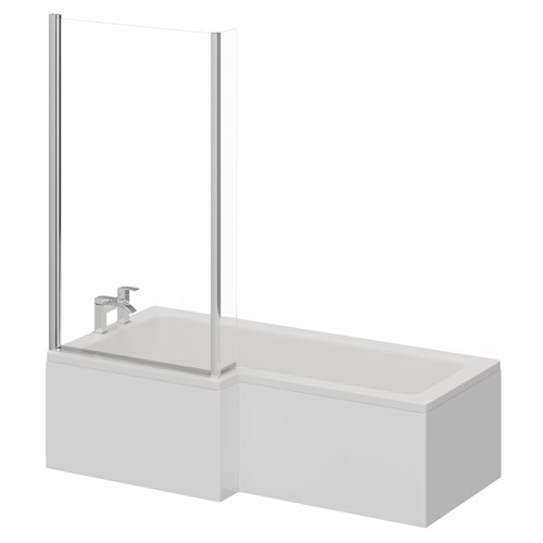 Loire 1700mm Left Hand L Shaped Shower Bath with Bath Screen and Front Bath Panel Right Hand View