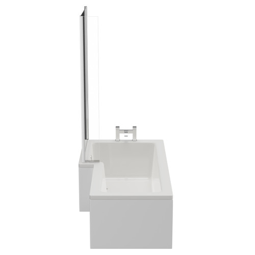 Loire 1700mm Left Hand L Shaped Shower Bath with Bath Screen and Front Bath Panel Side View