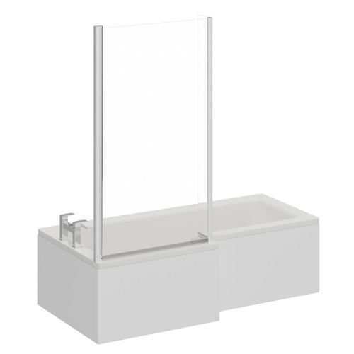 Loire 1700mm Left Hand L Shaped Shower Bath with Bath Screen and Front Bath Panel Left Hand View