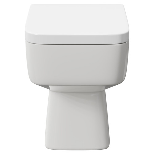 Paulo Back To Wall Toilet Pan with Soft Close Toilet Seat Front View