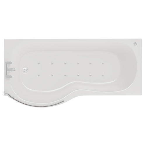 Plage 1700mm 12 Jet Easifit Left Hand P Shaped Spa Shower Bath with Bath Screen and Front Bath Panel View from Above