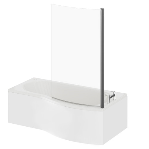 Bayou 1700mm 12 Jet Easifit Right Hand B Shaped Spa Shower Bath with Bath Screen and Front Bath Panel Right Hand View