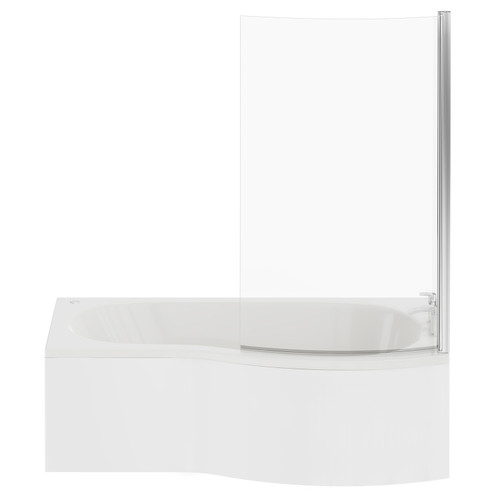 Bayou 1700mm 12 Jet Easifit Right Hand B Shaped Spa Shower Bath with Bath Screen and Front Bath Panel Front View