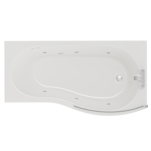 Bayou 1700mm 6 Jet Chrome Flat Jet Right Hand B Shaped Whirlpool Shower Bath with Bath Screen and Front Bath Panel View from Above