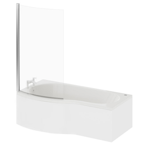 Bayou 1700mm 12 Jet Easifit Left Hand B Shaped Spa Shower Bath with Bath Screen and Front Bath Panel Right Hand View