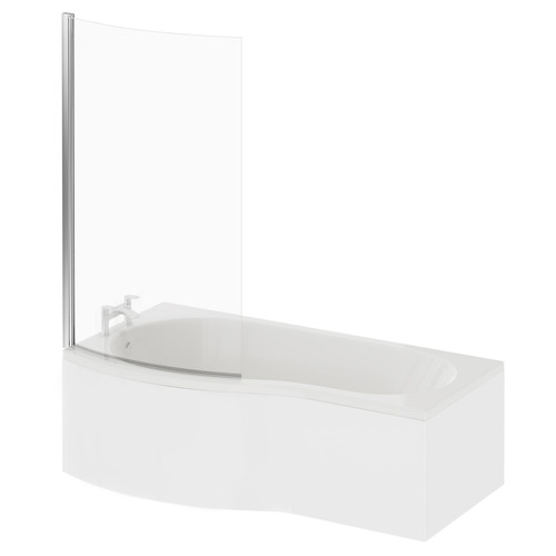 Bayou 1700mm Left Hand B Shaped Shower Bath with Bath Screen and Front Bath Panel Right Hand View