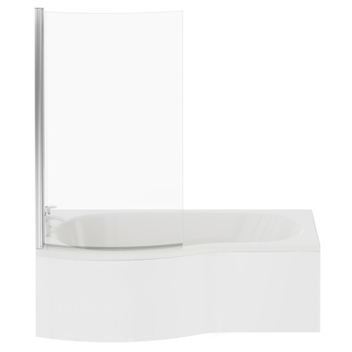 Bayou 1700mm Left Hand B Shaped Shower Bath with Bath Screen and Front Bath Panel Front View