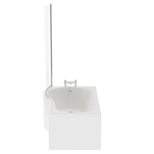 Bayou 1700mm Left Hand B Shaped Shower Bath with Bath Screen and Front Bath Panel Side View