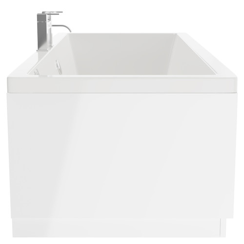 Square 1700mm x 750mm 6 Jet Chrome Flat Jet Double Ended Whirlpool Bath Side View
