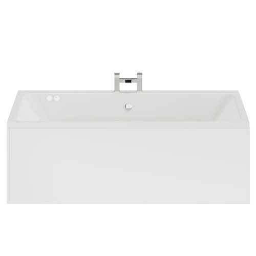 Verna 1800mm x 1100mm 12 Jet Chrome Flat Jet Double Ended Whirlpool Bath Front View