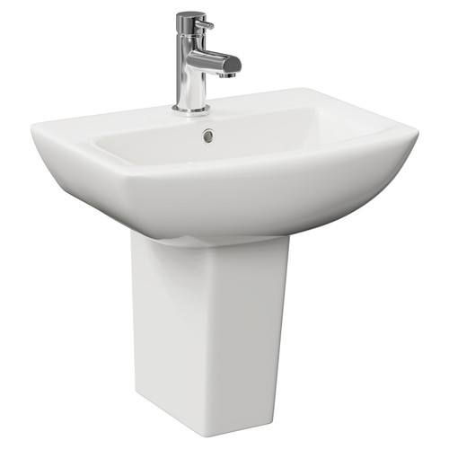 Ailsa 500mm Basin with 1 Tap Hole and Semi Pedestal Left Hand View