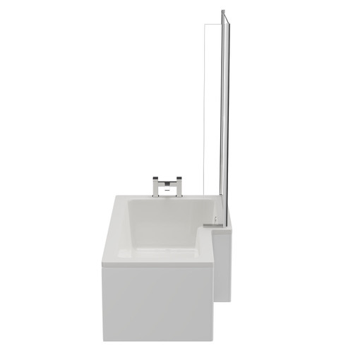 Loire 1500mm Right Hand L Shaped Shower Bath with Bath Screen and Front Bath Panel Side View