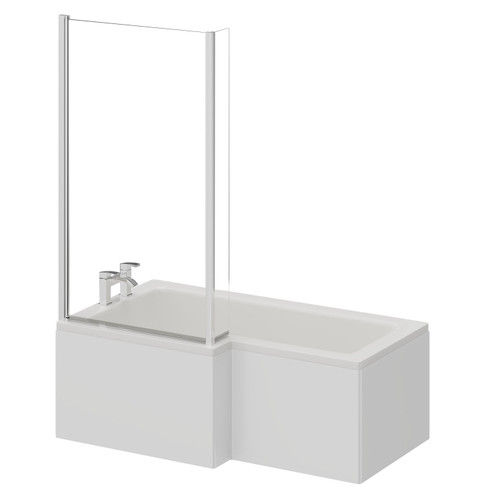 Loire 1500mm Left Hand L Shaped Shower Bath with Bath Screen and Front Bath Panel Right Hand View