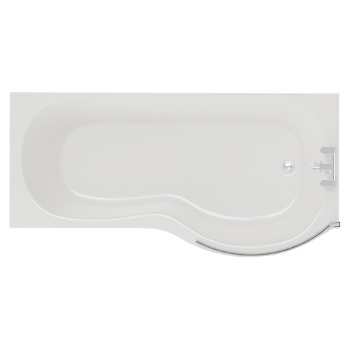 Plage 1500mm Right Hand P Shaped Shower Bath with Bath Screen and Front Bath Panel View from Above