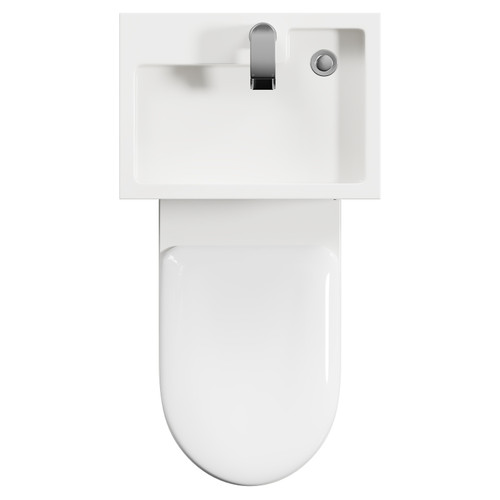 Gemelli Gloss White 500mm 2 in 1 Combination Toilet and Basin Suite with Soft Close Toilet Seat Top View