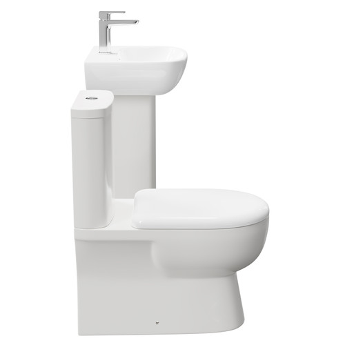 RAK Tonique 450mm Full Pedestal Basin And Closed Back Toilet Suite - Side View