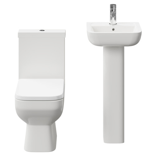 RAK Series 600 400mm Full Pedestal Basin And Toilet Suite - Front View