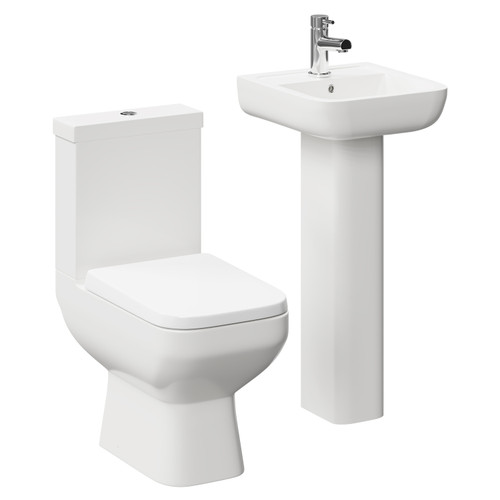 RAK Series 600 400mm Full Pedestal Basin And Toilet Suite - Left View