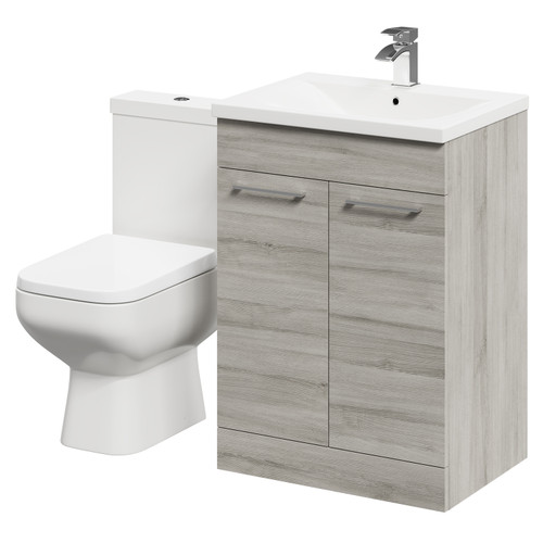 Turin Molina Ash 600mm Floor Standing Vanity Unit and Toilet Suite with 1 Tap Hole Basin and 2 Doors with Polished Chrome Handles Right Hand Side View