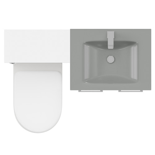 Venice Mono Gloss White 1100mm Vanity Unit Toilet Suite with Grey Glass 1 Tap Hole Basin and 2 Doors with Polished Chrome Handles Top View from Above