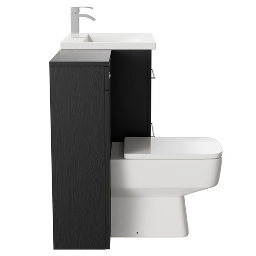 Napoli Nero Oak 1100mm Vanity Unit Toilet Suite with 1 Tap Hole Basin and 2 Drawers with Polished Chrome Handles Side View