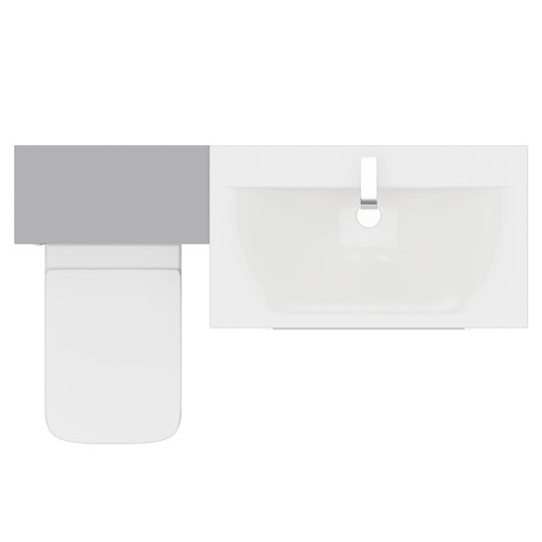 Napoli Gloss Grey 1300mm Vanity Unit Toilet Suite with 1 Tap Hole Basin and 2 Drawers with Polished Chrome Handles Top View from Above