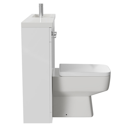 Napoli Combination Gloss White 1000mm Vanity Unit Toilet Suite with Slimline 1 Tap Hole Basin and 2 Doors with Polished Chrome Handles Side on View