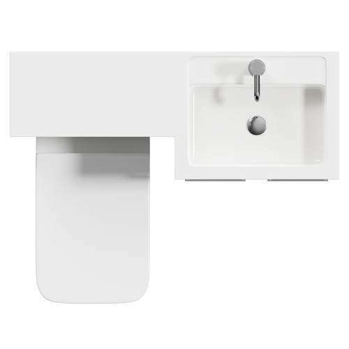 Napoli Combination Gloss White 1000mm Vanity Unit Toilet Suite with Right Hand L Shaped 1 Tap Hole Basin and 2 Doors with Polished Chrome Handles Top View From Above