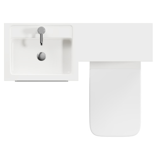 Napoli Combination Gloss White 1000mm Vanity Unit Toilet Suite with Left Hand L Shaped 1 Tap Hole Basin and 2 Drawers with Polished Chrome Handles Top View from Above