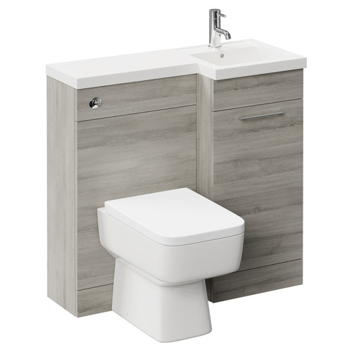 Napoli Combination Molina Ash 900mm Vanity Unit Toilet Suite with Right Hand L Shaped 1 Tap Hole Basin and Single Door with Polished Chrome Handle Left Hand Side View