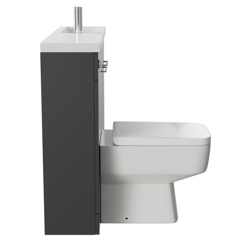 Napoli Combination Gloss Grey 1000mm Vanity Unit Toilet Suite with Slimline 1 Tap Hole Basin and 2 Doors with Polished Chrome Handles Side on View