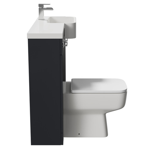 Napoli Combination Gloss Grey 1000mm Vanity Unit Toilet Suite with Right Hand Round Semi Recessed 1 Tap Hole Basin and 2 Doors with Polished Chrome Handles Side on View