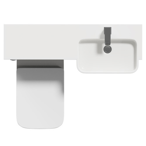 Napoli Combination Gloss Grey 1000mm Vanity Unit Toilet Suite with Right Hand Round Semi Recessed 1 Tap Hole Basin and 2 Doors with Polished Chrome Handles Top View From Above