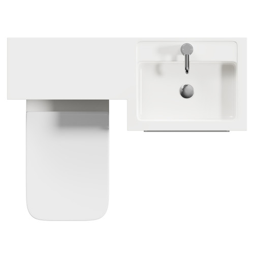 Napoli Combination Gloss Grey 1000mm Vanity Unit Toilet Suite with Right Hand L Shaped 1 Tap Hole Basin and 2 Drawers with Polished Chrome Handles Top View From Above