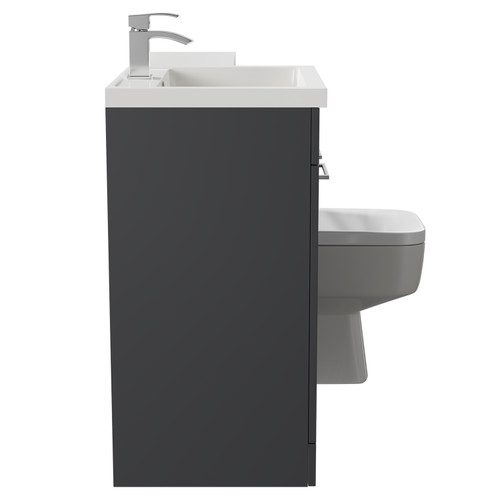 Napoli Combination Gloss Grey 1100mm Vanity Unit Toilet Suite with Left Hand L Shaped 1 Tap Hole Basin and 2 Doors with Polished Chrome Handles Side on View