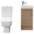 Napoli Compact Bordalino Oak 400mm Cloakroom Vanity Unit and Toilet Suite including Paulo Toilet and Floor Standing Vanity Unit with Single Door and Polished Chrome Handle Front View