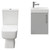 Napoli Compact Gloss Grey Pearl 400mm Cloakroom Vanity Unit and Toilet Suite including Paulo Toilet and Wall Mounted Vanity Unit with Single Door and Polished Chrome Handle Front View