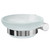Colore Polished Chrome and Frosted Glass Industrial Style Wall Mounted Soap Dish Left Hand Side View