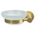 Colore Brushed Brass and Frosted Glass Industrial Style Wall Mounted Soap Dish Front View