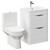 Bergen Gloss White 600mm Floor Standing 2 Drawer Vanity Unit and Open Back Toilet Suite Left Hand Side View