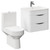 Arendal Gloss White 600mm Wall Mounted 2 Drawer Vanity Unit and Rimless Toilet Suite Left Hand Side View