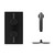 Colore Matt Black Twin Thermostatic Valve Mixer Shower with Round Fixed Head and Wall Arm Front View
