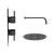 Colore Matt Black Twin Thermostatic Valve Mixer Shower with Round Fixed Head and Wall Arm Side on View
